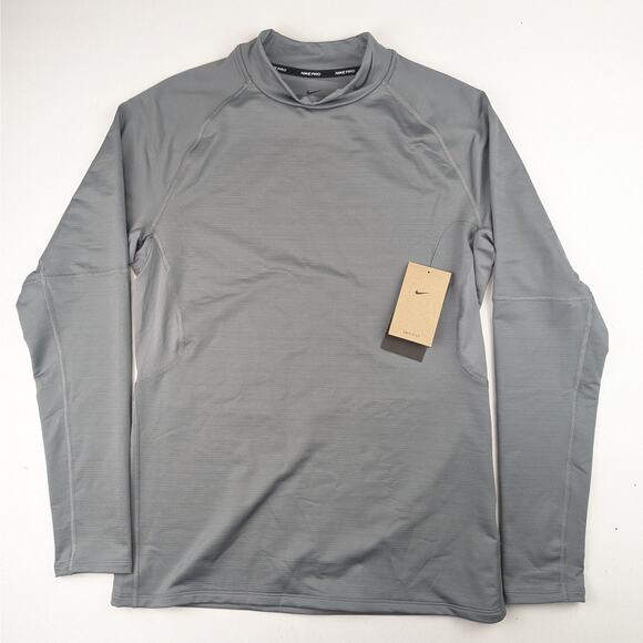 Nike Men's Pro Dri-Fit Warm Mock Neck Long Sleeve Shirt - Base Layer - Gray - LG - Picture 1 of 3
